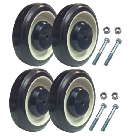 Mapp Caster Shopping Cart Replacement Wheels with Axles - Set of 4 R5203A-4 BOLT&NUT